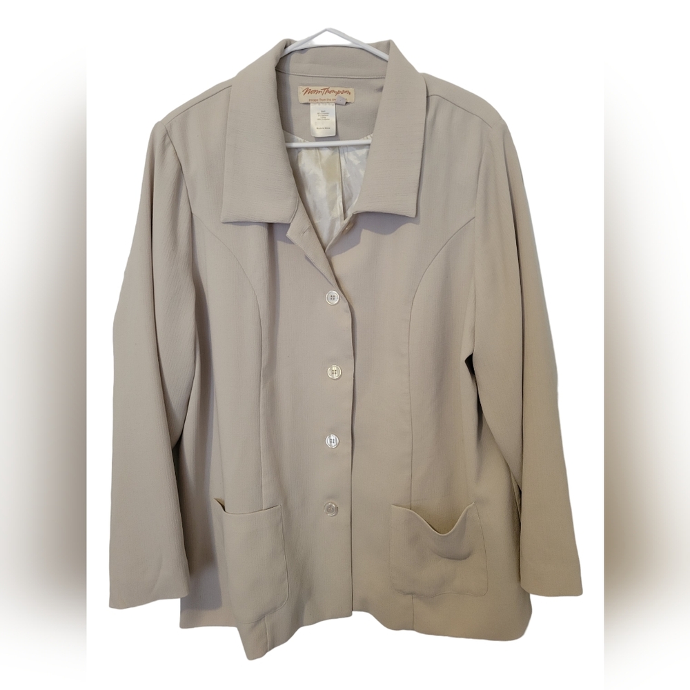 Norm Thompson Vintage Womens Beige Cream Blazer 1X